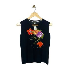 Vintage Black Floral Sleeveless Top